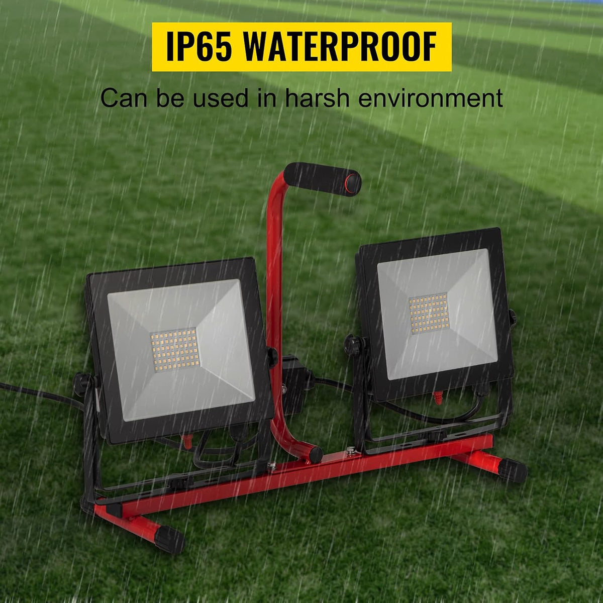 LED Work Light with Stand, 20000 Lumen Dual-head, IP65 Waterproofed, 5000 Kelvin E8852