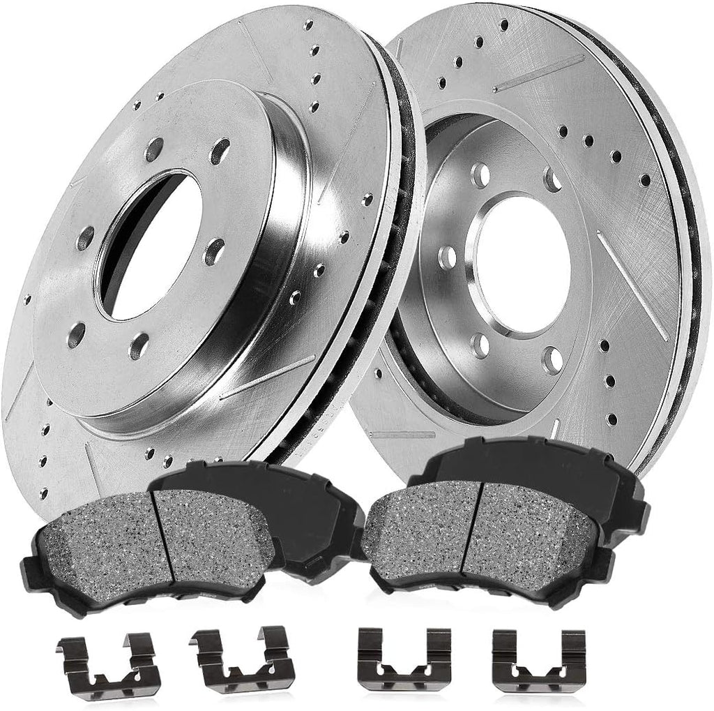 FRONT 287mm 6 Lug Rotors with Metallic Brake Pads and Clips I10309