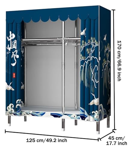 Portable Freestanding Fabric Wardrobe with Clothes Rail And Shelves I6985