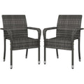 Set of 2 Stackable Outdoor Rattan Dining Chairs with Armrests T5702