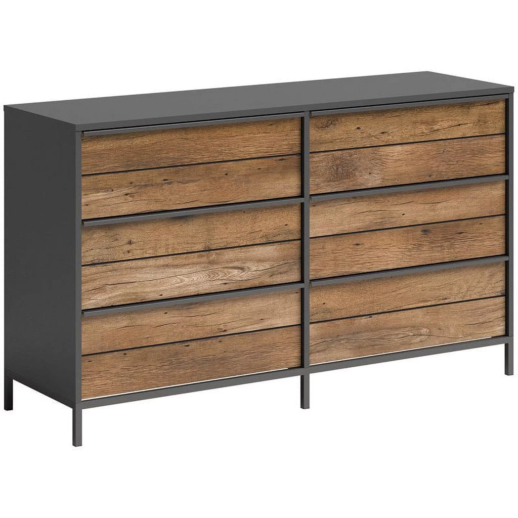 6 Drawers Modern Engineered Wood Dresser in Oak N760