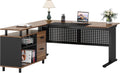 Brown and Black 63 Inch L Shaped Computer Desk with File Cabinet P831055