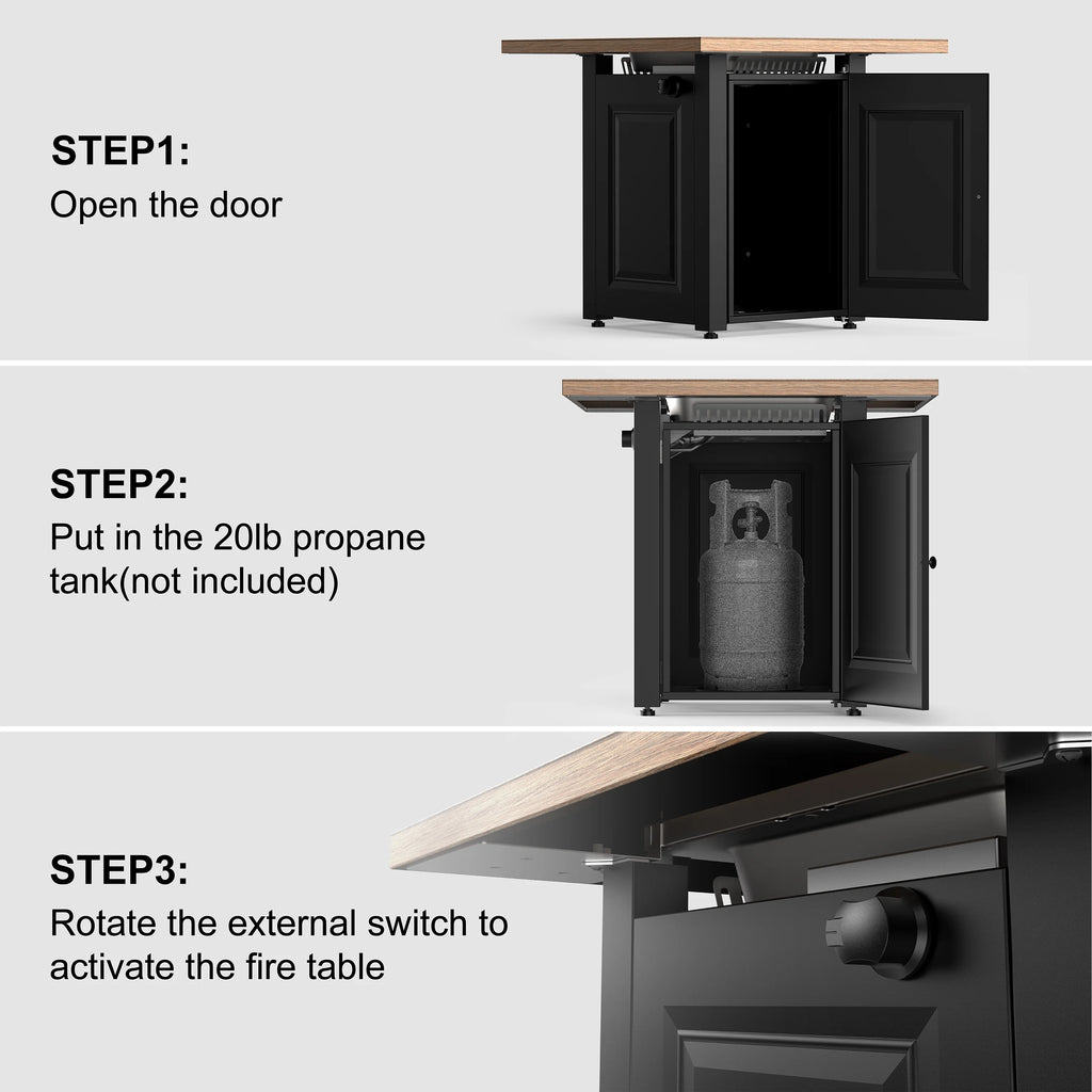 50000 BTU Propane Fire Pit Table with Lid & Lava Rocks H88929