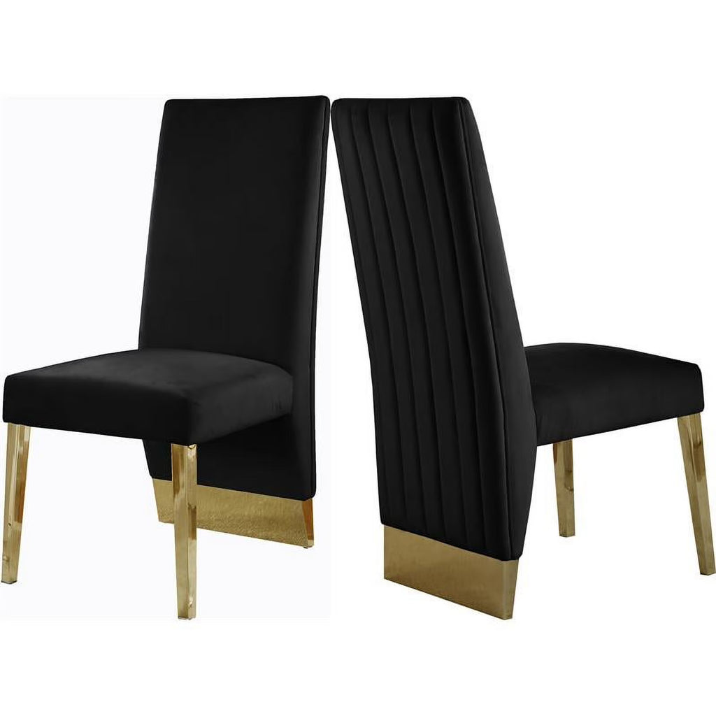 Velvet Dining Chair in Black (Set of 2) N854780