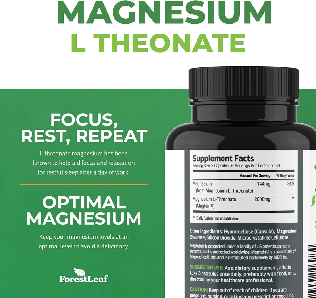 Magnesium L-Threonate Capsules 2000mg 90 Count C47991