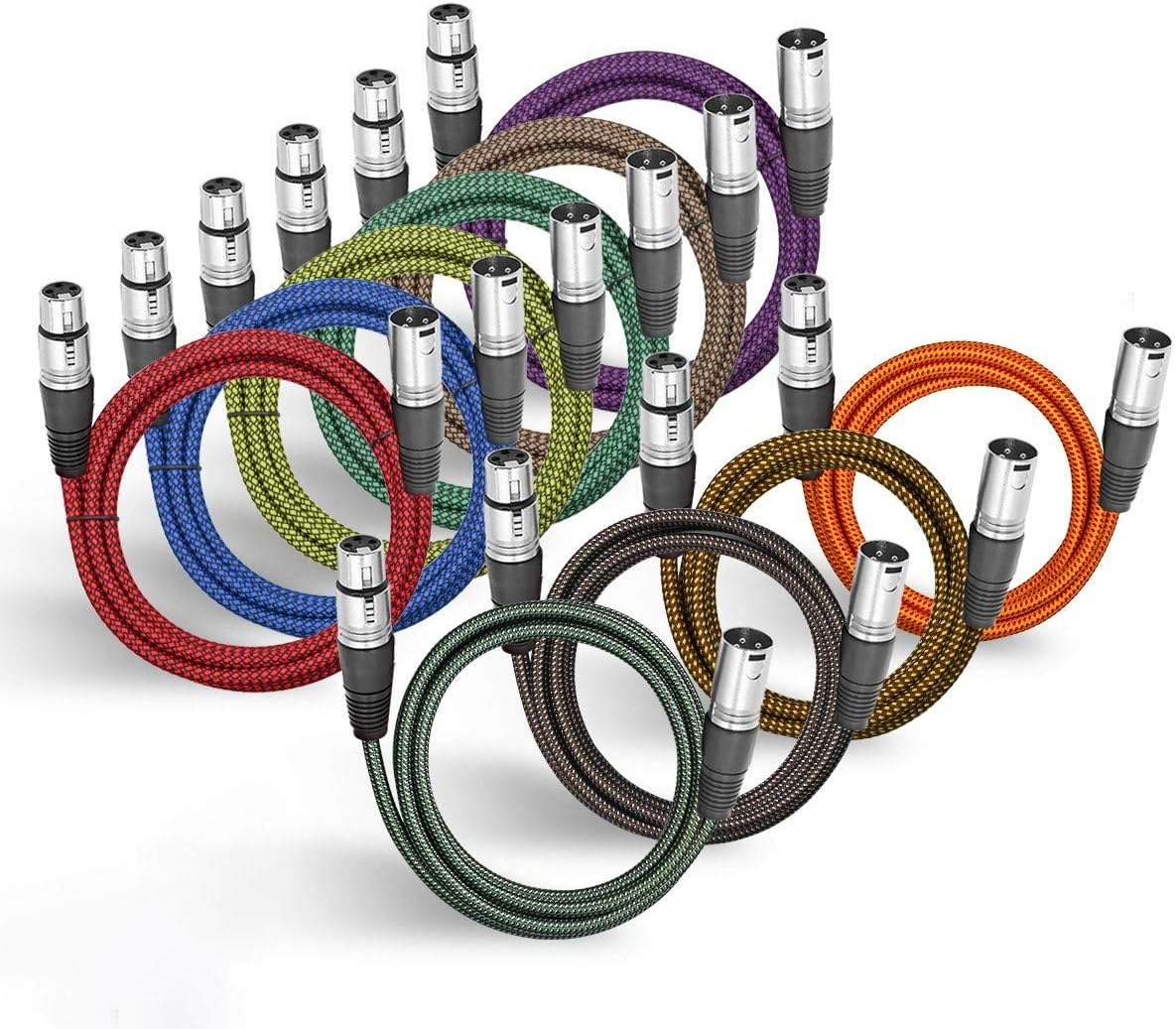 6ft Braided XLR Microphone Cable 10Pack B467890
