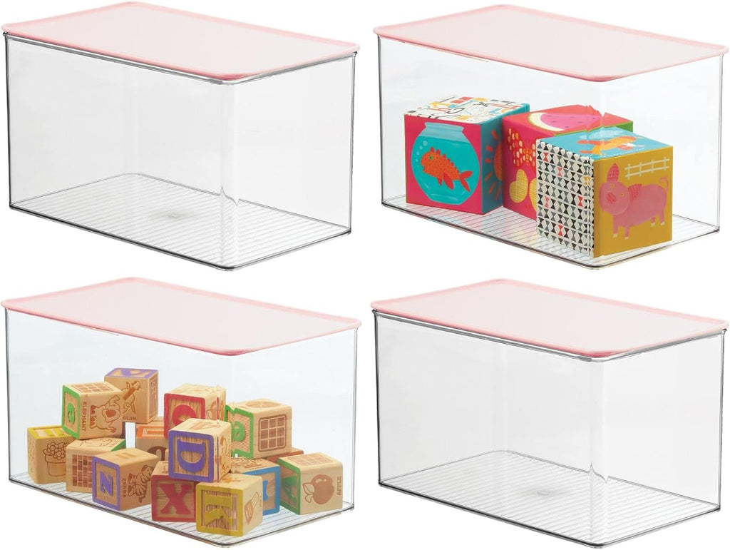 Clear 4 Pack Plastic Stackable Storage Bin with Lid R373