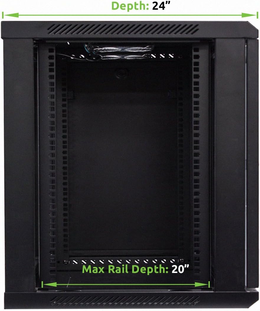 12U 19-Inch Server Network Rack with Locking Glass Door Black P420