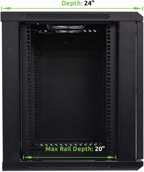 12U 19-Inch Server Network Rack with Locking Glass Door Black P420
