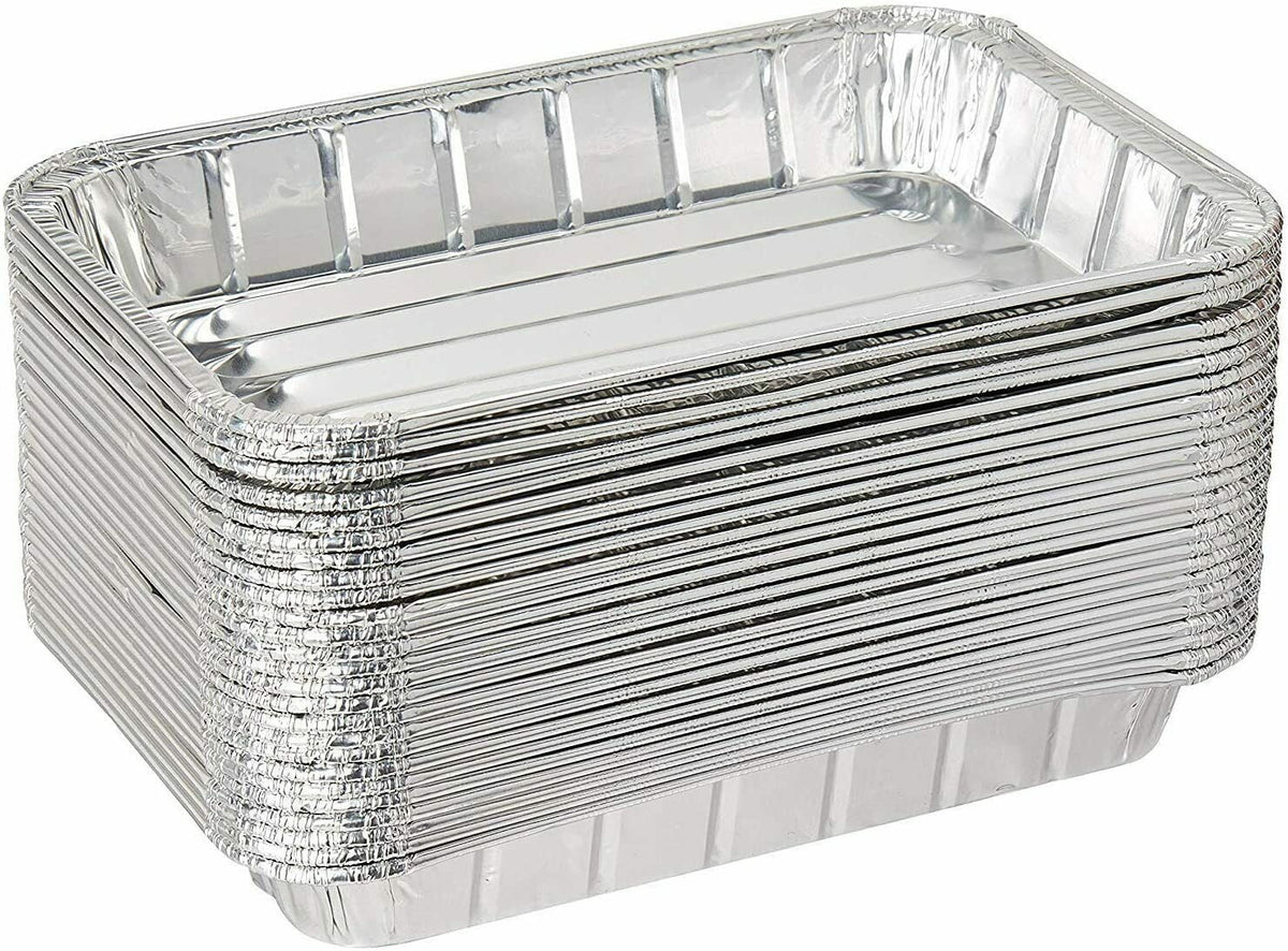 50 Pack Small Disposable Aluminum Broiler Pan L568484