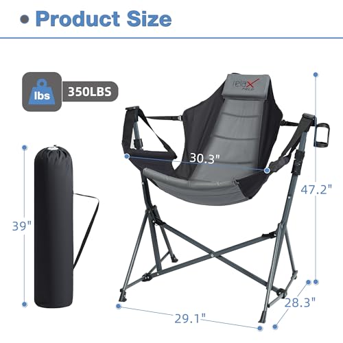 Black Folding Hammock Camping Chair with Cup Holder M66497