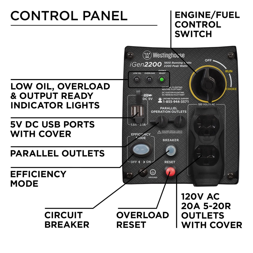 2200 Peak Watt Portable Gas Inverter Generator E862