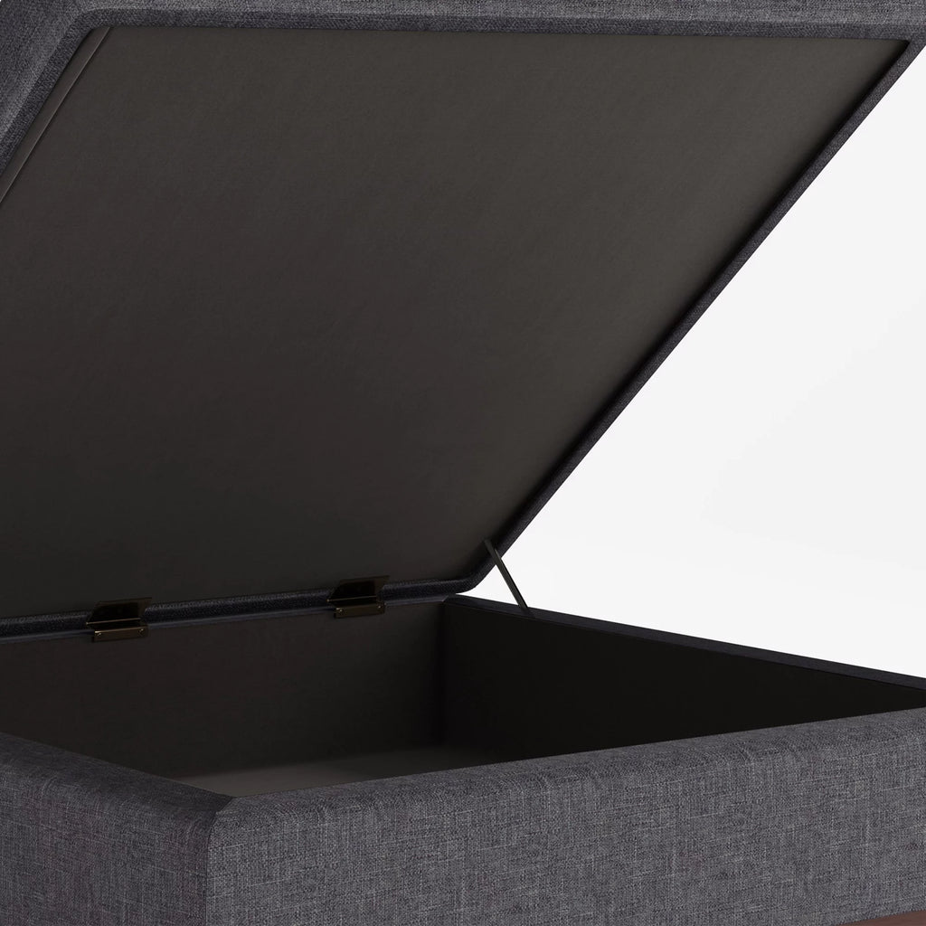 36" Square Storage Ottoman Slate Gray Linen Look Fabric E665