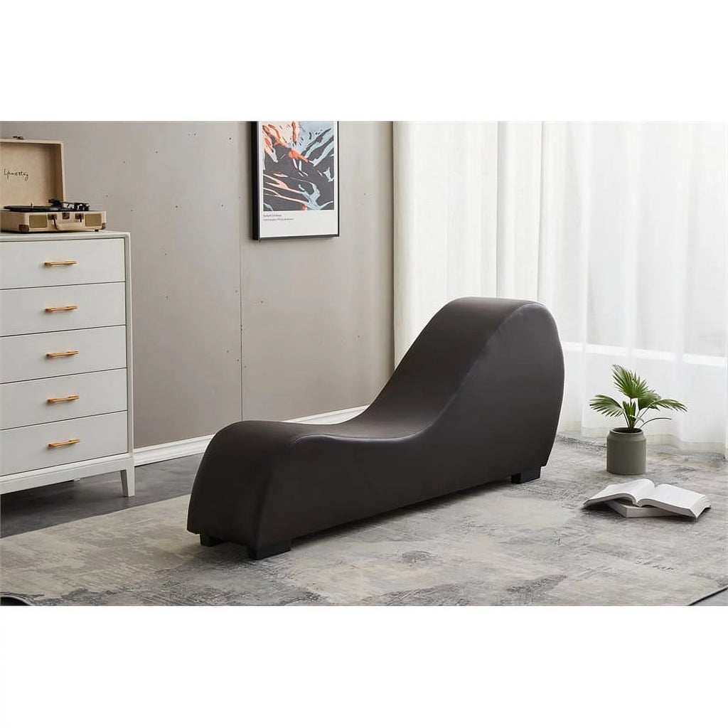 Brown Faux Leather Chaise X729087