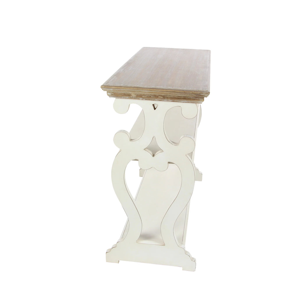 Farmhouse Decorative Console Table Ivory White 38"W V81998