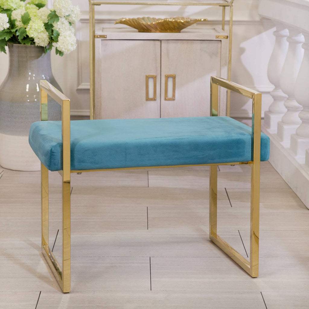 Gold/Teal Velveteen Bench F733