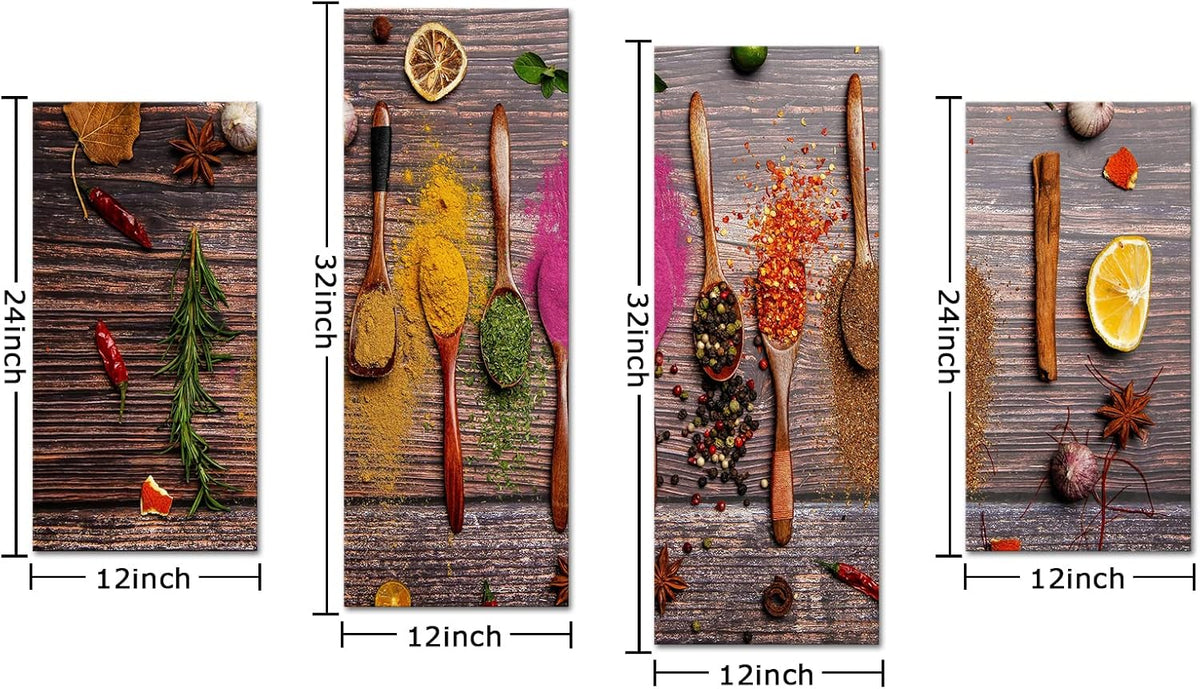 4 Pieces Framed Kitchen Canvas Wall Art O95478