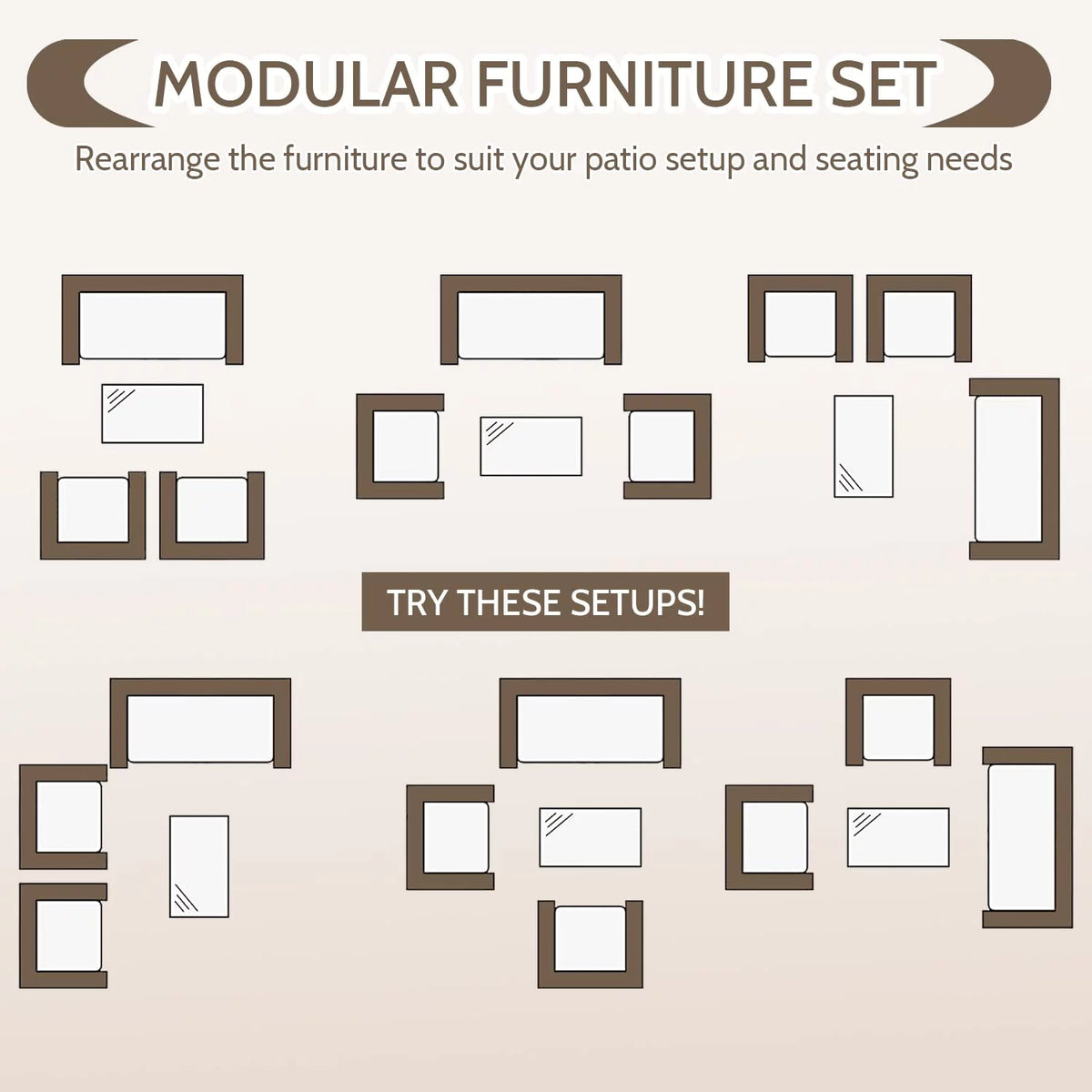 4 Piece Wicker Patio Conversation Furniture Set with Glass-Top Coffee Table & Gray Cushions L518