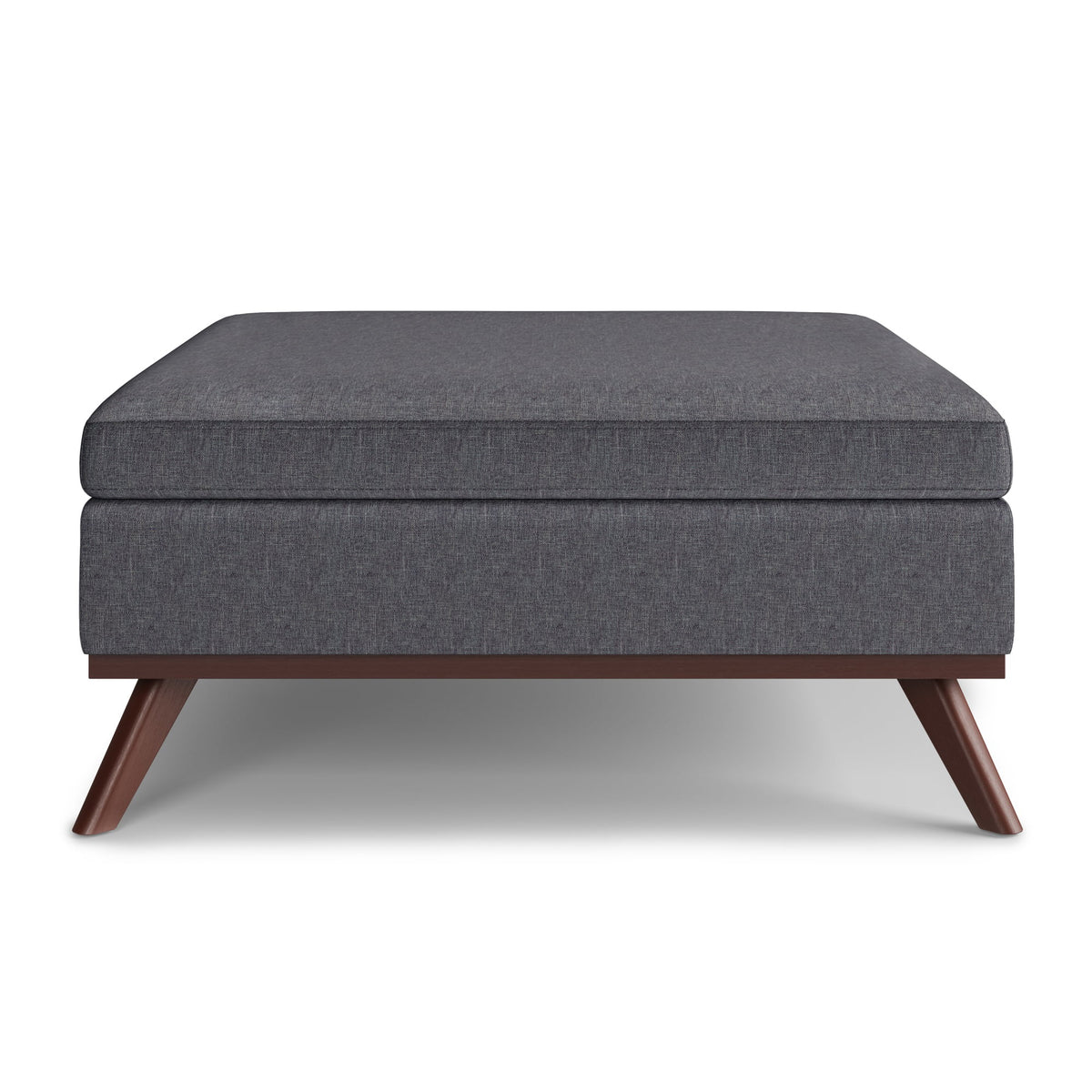 36" Square Storage Ottoman Slate Gray Linen Look Fabric E665