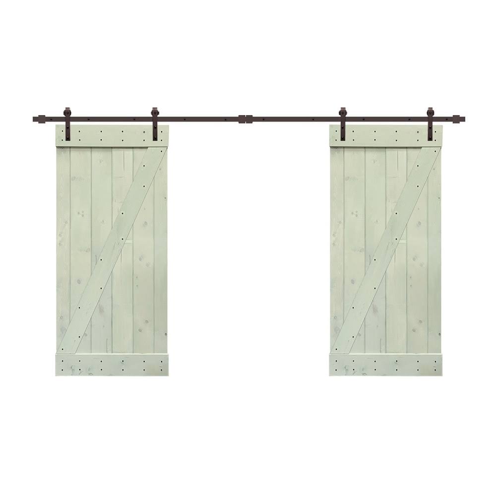 Stained Z Bar Double Barn Door with Hardware Kit B3618