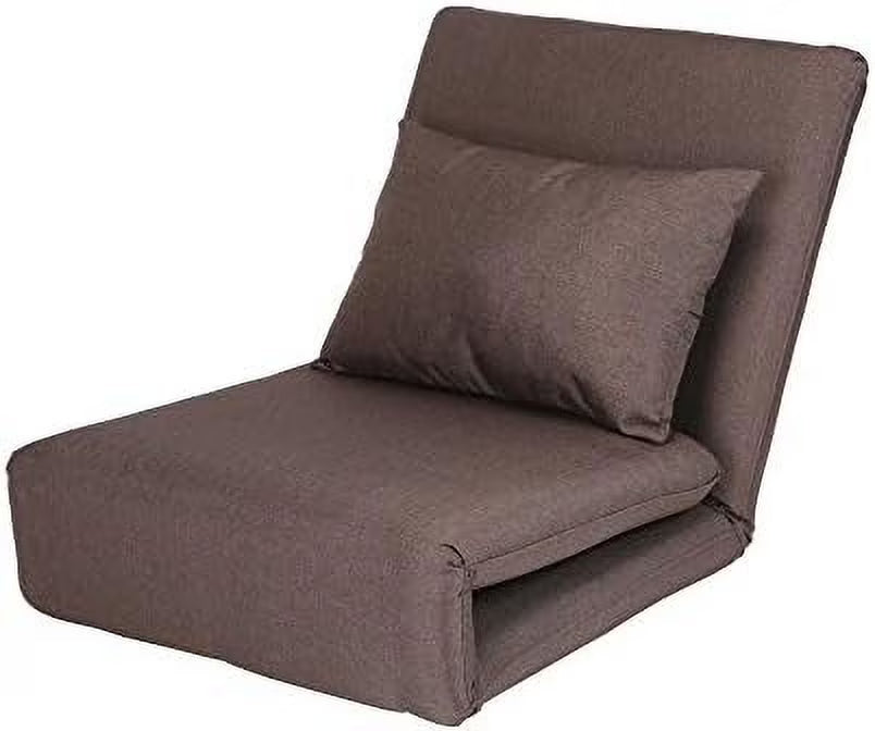Linen Chair Beige 5-Position Adjustable Sofa V6098