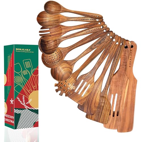 10 Pcs Natural Teak Wooden Kitchen Utensils Set S73587