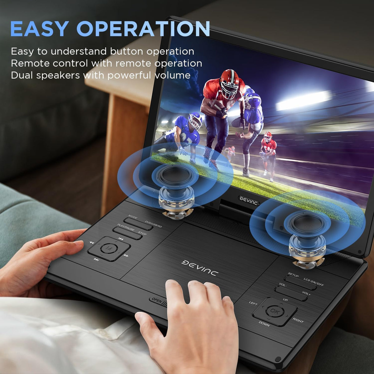 16.9" Portable DVD Player with 14.1" HD Screen, Rechargeable Battery, Dual Speakers N513995