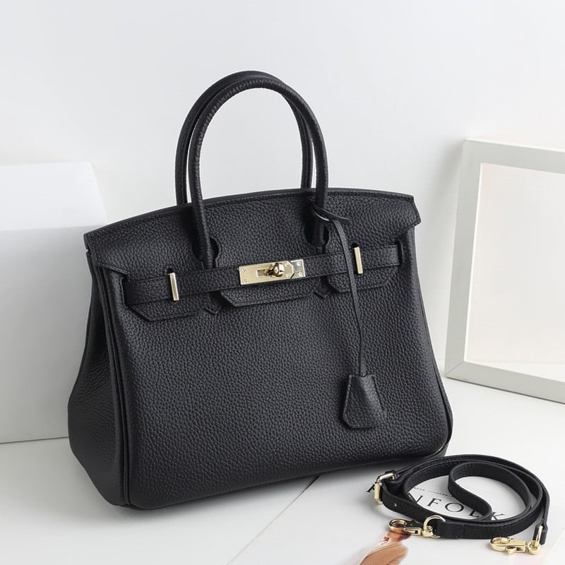 Black Leather Shoulder Bag Y888