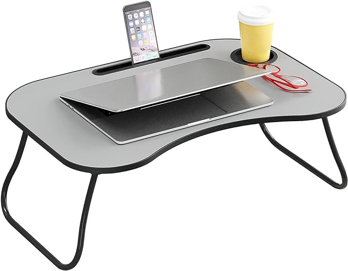 Gray Foldable Laptop Table with Cup Holder J60716