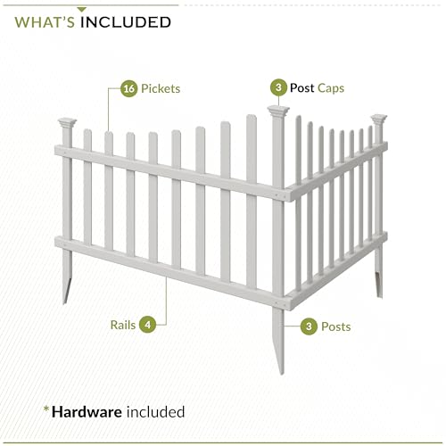 30in H x 40in W (2 Panels) White Vinyl Picket Fence A784075