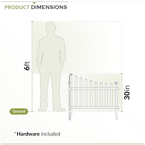 30in H x 40in W (2 Panels) White Vinyl Picket Fence A784075