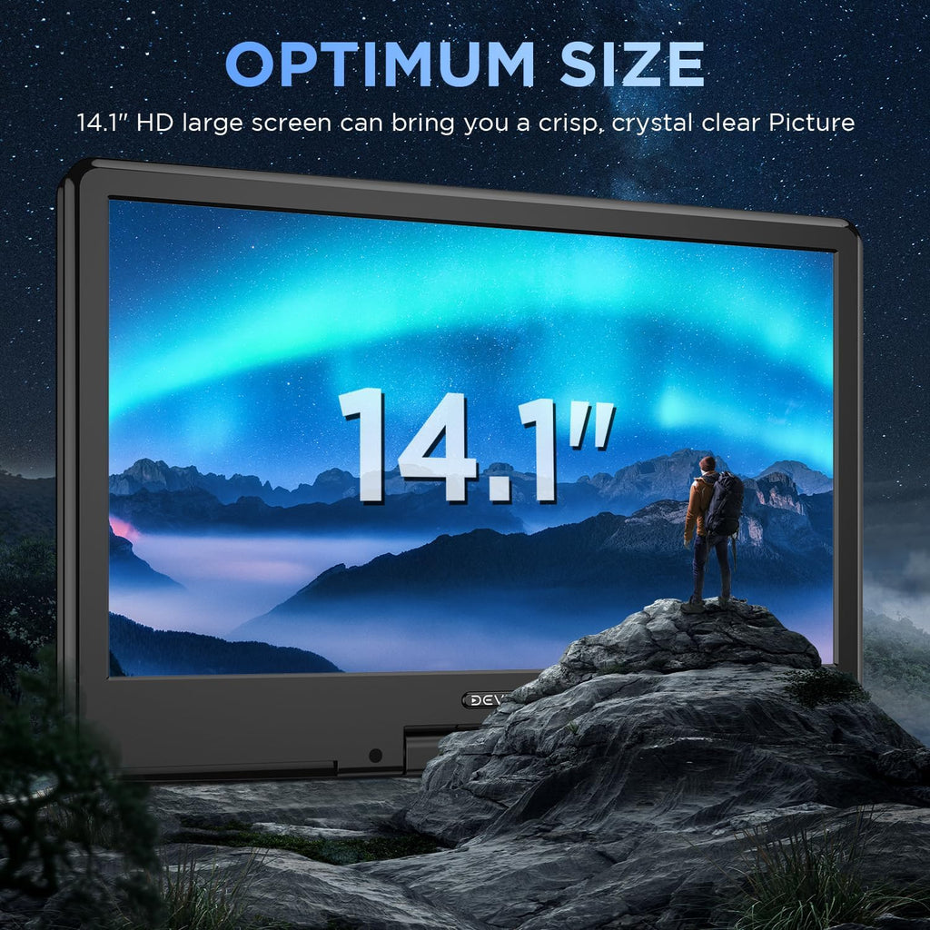 16.9" Portable DVD Player with 14.1" HD Screen, Rechargeable Battery, Dual Speakers N513995