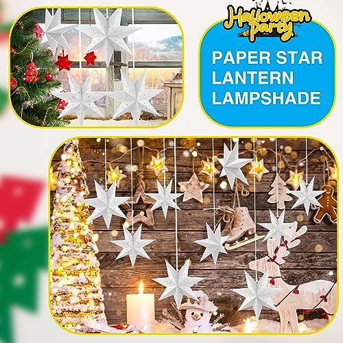 7 Pack 18 Inch 14 Inch 12 Inch 10 Inch 3D Hollow Out Hanging Paper Star Lanterns Z451962