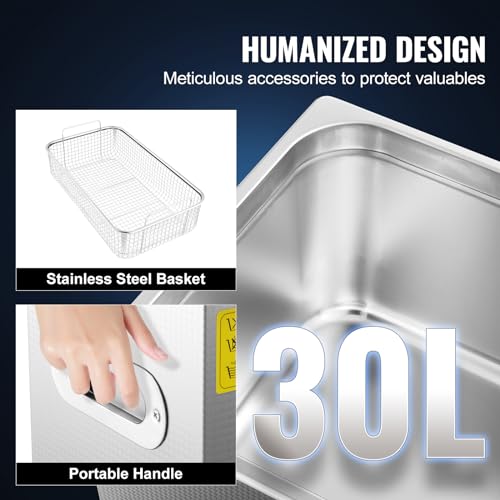 30L Industrial Ultrasonic Cleaner with Digital Timer Heater 40kHz 1100W K94359