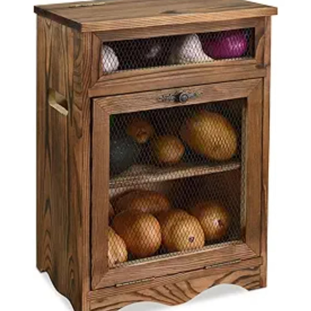 Wooden Countertop Storage Cabinet, 11.8W x 6.8D x 16H in, Rustic Color G208138