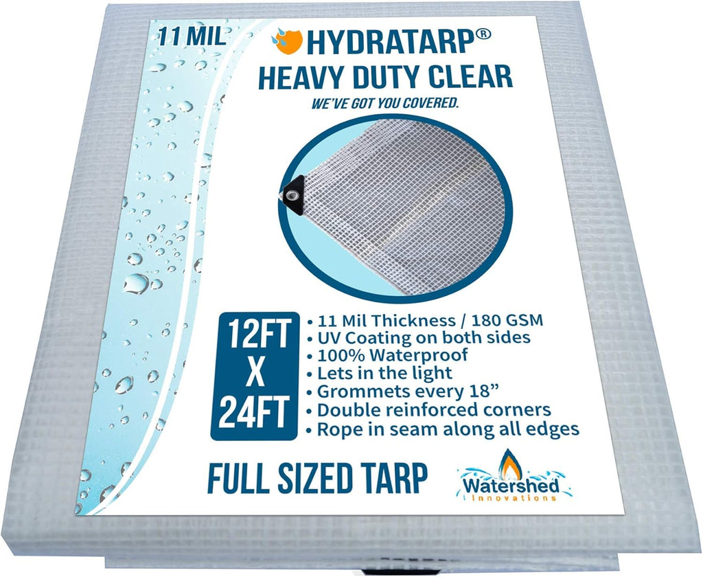 Clear 11 Mil Thick 12 by 24 Feet Tarp V303036