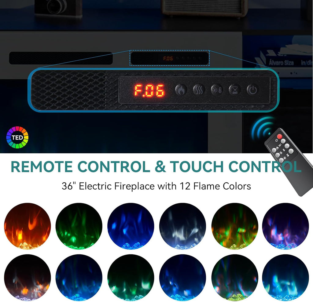 Black 79 inch Fireplace TV Stand with Electric Fireplace Z961004