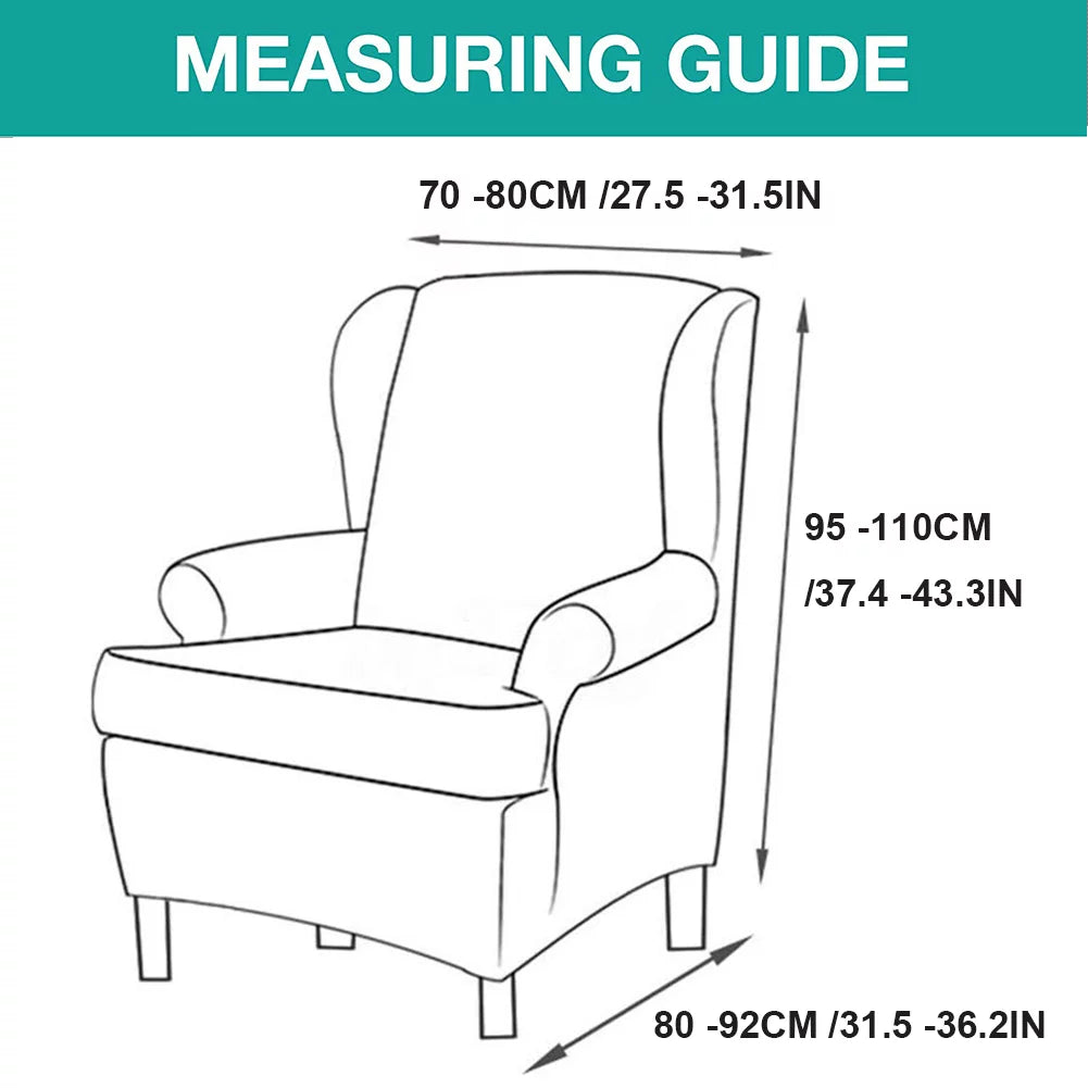 2 Piece Stretch Wingback Chair Slipcovers T115408