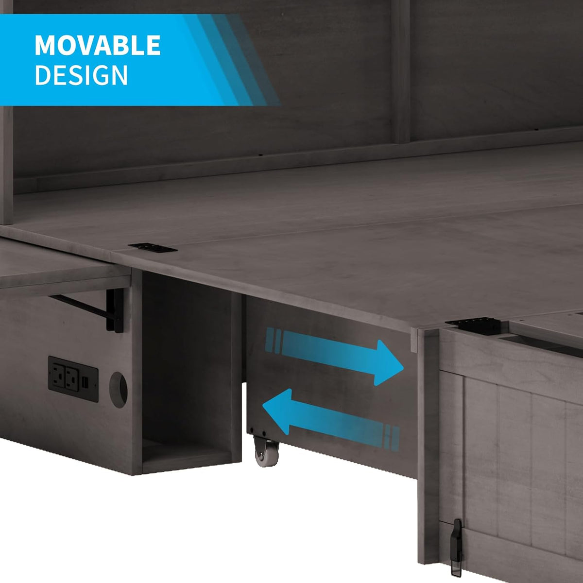 Queen Size Grey Murphy Bed with Foldable Foam Mattress H747660
