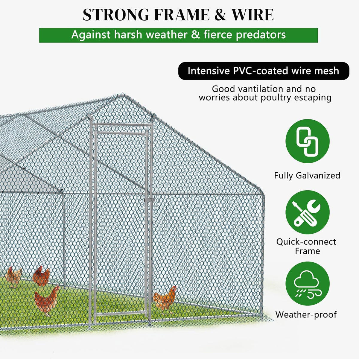 20 x 10 ft Metal Chicken Coop with Waterproof Cover H42775