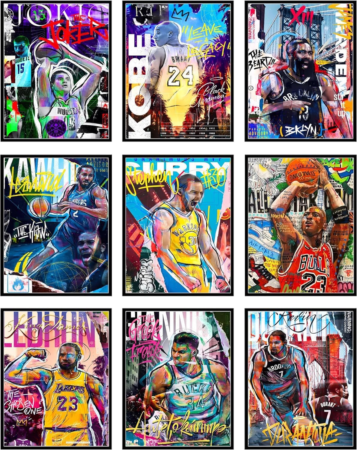 Set of 9 Unframed 8"x10" Basketball Sports Poster F88357