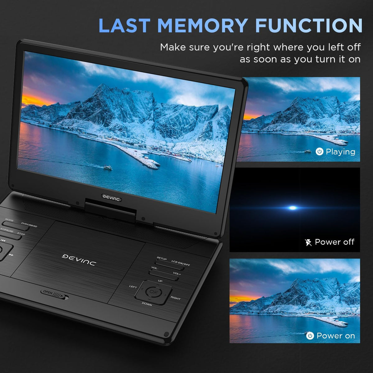 16.9" Portable DVD Player with 14.1" HD Screen, Rechargeable Battery, Dual Speakers N513995