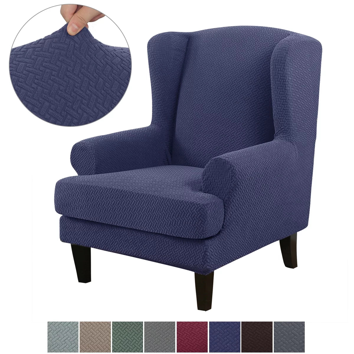 2 Piece Stretch Wingback Chair Slipcovers T115408