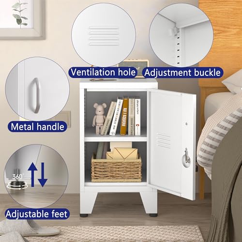 Black Metal NightStand Storage Cabinet with 1 Doors N76783