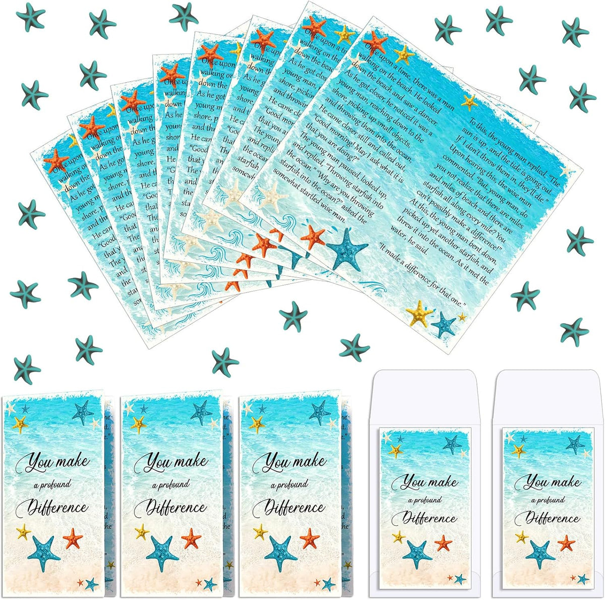 122 Pieces Starfish Notecards with Envelopes and Beads Pack of 2 S6012