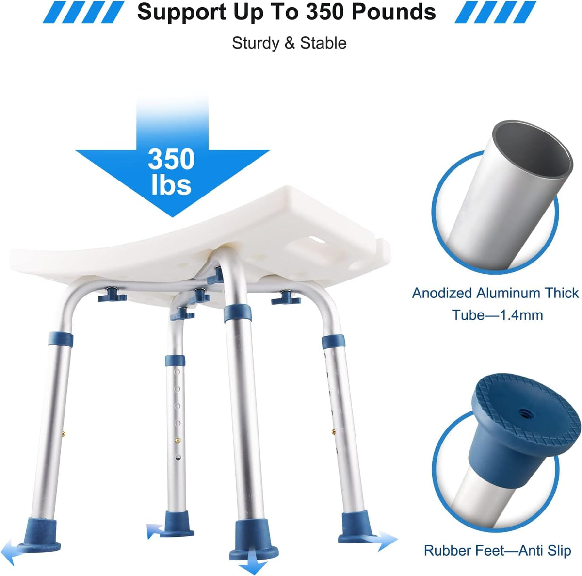 Shower Stool with Shower Head Holder, 350LBS Capacity I10165