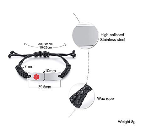 Braided Rope Medical Alert ID Bracelet S55829