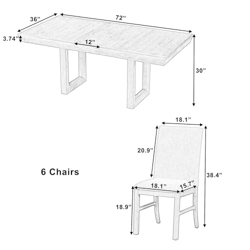 7-Piece Wood Rectangular Dining Table Set with 6 Upholstered Chairs H783327