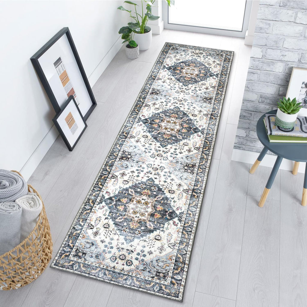 Washable Runner Rug with Rubber Backing Q8096