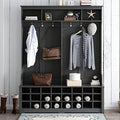 White Wood Hallway Organizer with 3 Shelves, 2 Drawers, Bench, Shoe Rack I23218